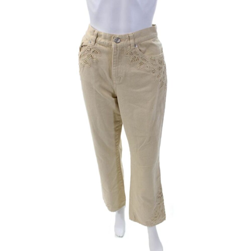 Lauren Jeans Company Womens Cotton Lace Texture Accent Flare Jeans Brown Size 28